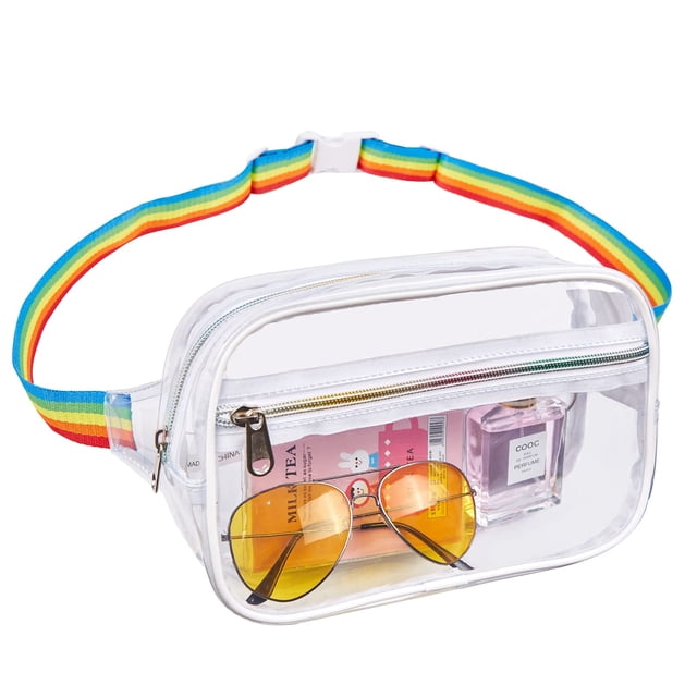 Tignapoo Clear PVC Adjustable Waist Pack for Stadium Events, Concerts, and Daily Use - Waterproof, Easy-Clean, and Versatile Crossbody or Fanny Bag Design
