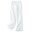 thumbnail image 3 of Hvyesh Womens Cotton Linen Wide Leg Pants 2025 Casual Solid Beach Pants Elastic Waist Jogger Trousers Flowy Holiday Long Pants, 3 of 3