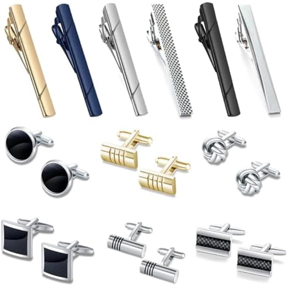 18Pcs Tie Clip Cufflinks Set for Men Necktie Tie Bar Clips Business Shirts Tuxedo Wedding Gift