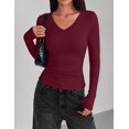 thumbnail image 4 of Zeagoo Women Long Sleeve Basic Tee 3 Pack Fall V Neck Casual T-Shirt Ribbed Slim Fit Tops, 4 of 6