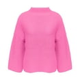 thumbnail image 5 of BLVB Fall Sweaters for Women Solid Color Turtleneck 3/4 Sleeve Pullover Tops Casual Cozy Knit Sweater Blouses, 5 of 6
