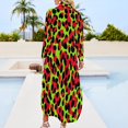 thumbnail image 2 of Red And Lime Green Leopard Shirt Dress Long Sleeve Street Fashion V Neck Oversized Casual Dress Women Evening Dress, 2 of 7