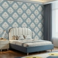 thumbnail image 2 of Peel and Stick Wallpaper Contact Paper Blue white damask Vintage paisley elements Traditional Self Adhesive and Removable 17.7in x 118in, 2 of 8