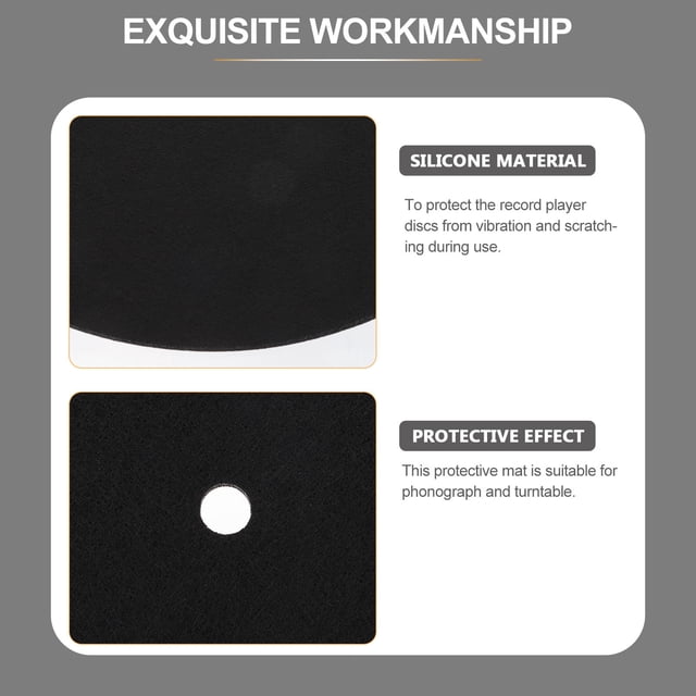 unbranded Alfombrilla De Fieltro Para Discos Vinilo Protección Tocadiscos Negro Profesional