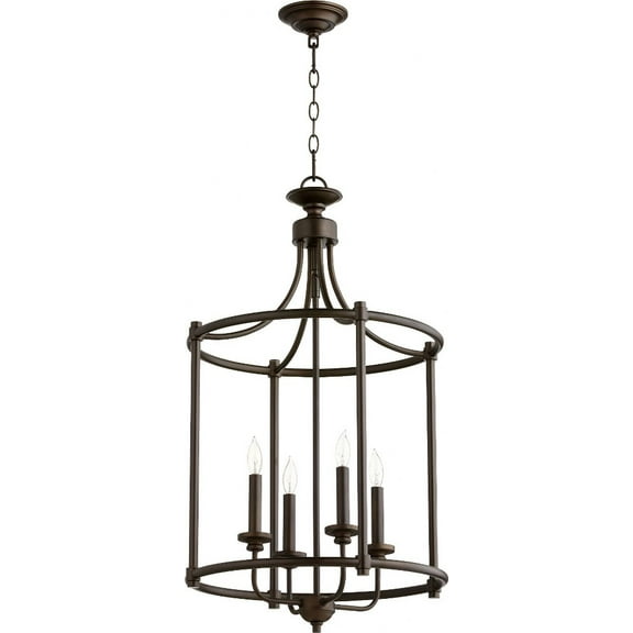 Quorum Lighting Rossington 4-Light Entry Pendant, Oiled Bronze, 18W, 30H, Dry Rated