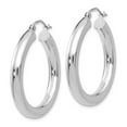 thumbnail image 2 of 10K White Gold Polished 4mm Tube Hoop Earrings, 2 of 3