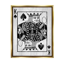 Stupell Industries King Spade Card Deck Symbol Graphic Art Metallic Gold Floating Framed Canvas Print Wall Art, Design by Lil' Rue