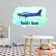 thumbnail image 3 of Personalized Watercolor Decal Living Room Wall Decal for Family Blue Airplane With Propeller Art Design Cute Custom Name Decal - Size: 10 In x 6 In, 3 of 5