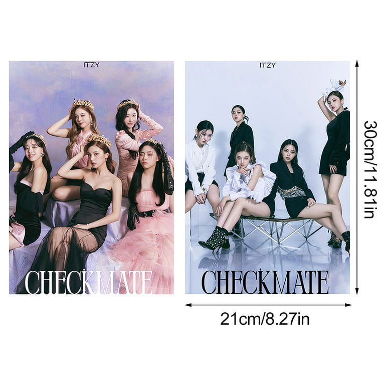 DejavYOU 2Pcs/Set Kpop Itzy Poster Album Checkmate Wall Sticker