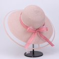thumbnail image 4 of Dujiujun Women Straw Hat See-through Bow-knot Decor Mesh Patchwork Bandage Large Brim Anti-UV Sun Protection Elegant Summer Vacation Lady Summer Hat Headwear, 4 of 8