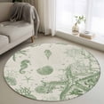 thumbnail image 2 of Sage Green Starfish Large Area Rugs for Bedroom Living Room, Soft Non Slip Carpet Bedside Rug, Coastal Nautical Seahorse Conch Round Floor Cover Kitchen Accent Rug 3.3' for Dining Room/Office, 2 of 9
