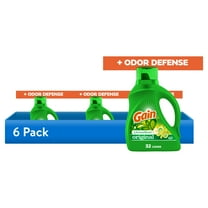 (6 pack) Gain Laundry Detergent Liquid with Odor Fighters, Original Scent, 46 fl oz, 32 Loads