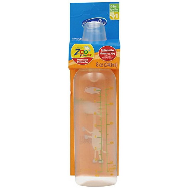 Botellas de plástico de cuello estándar Evenflo Feeding Zoo Friends