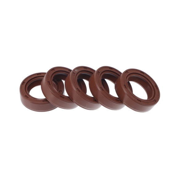 Unique Bargains Sello de Aceite Universal TC Doble Labio con Resorte de Acero Anillo de Sello de Eje Rotativo 17x25x7mm Alta Presión Caucho FKM Marrón 5 Pcs