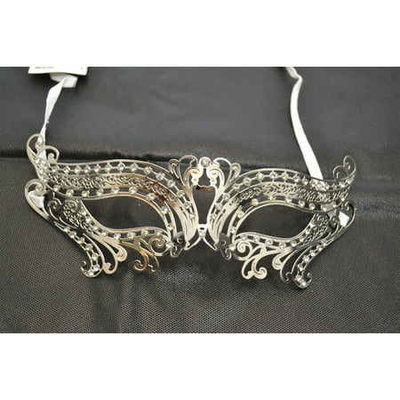 Silver Metal Venetian With Faux Diamonds Mask