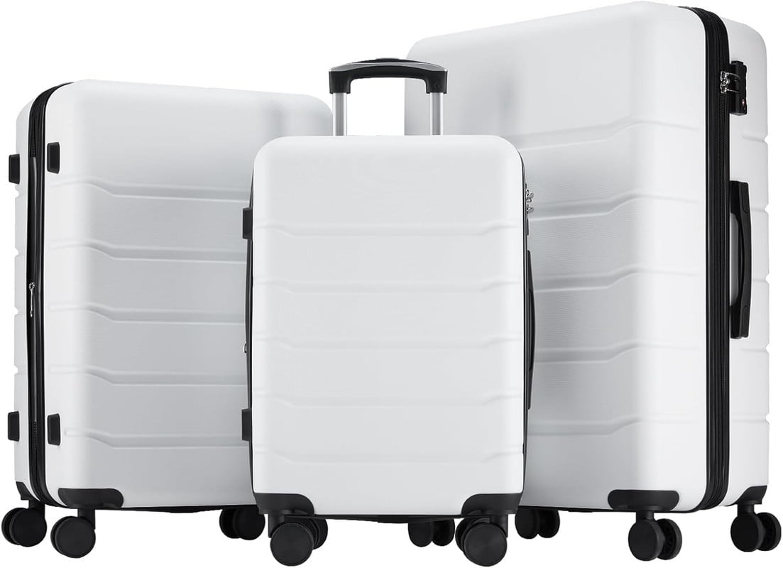 TINKLE WELL Expandable Hardshell Suitcase, 20" Lightweight Carry on Luggage, TSA Lock Hard Shell Luggage with 360° Smooth Spinner Wheels, White