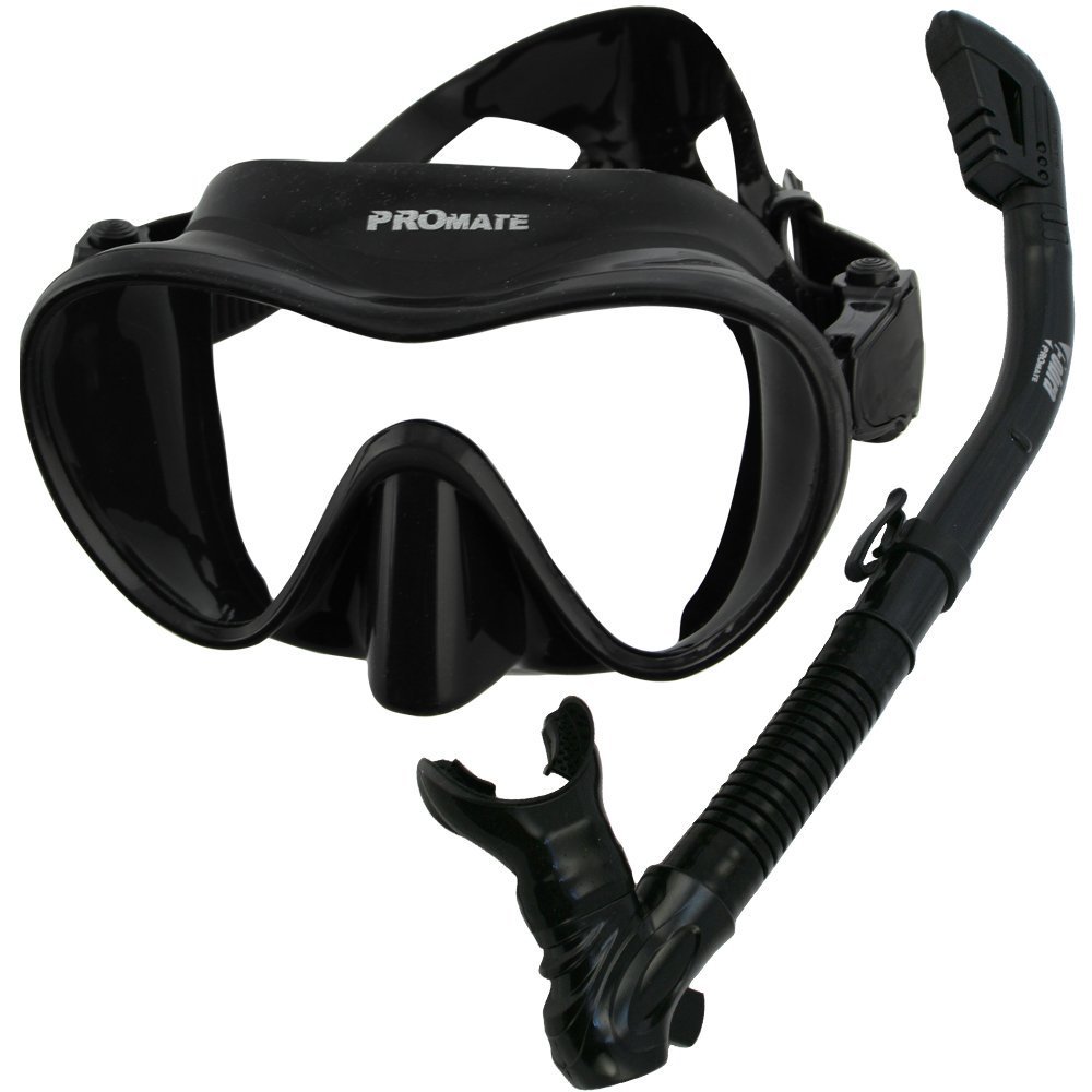 Dive Mask Snorkel Set for Snorkeling Freediving Scuba Diving, Black