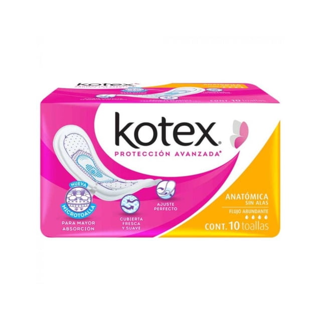 Pack de 12 Toalla Femenina Kotex Sin Alas de 10 piezas Kotex Kotex Sin Alas de 10 piezas