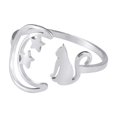 thumbnail image 2 of Wentin Rings Clearance! Personalized And Minimalist Women's Moon Star Cat Ring Stainless Steel Fashionable And Cute Animal Opening Ring Jewelry Gift, 2 of 5