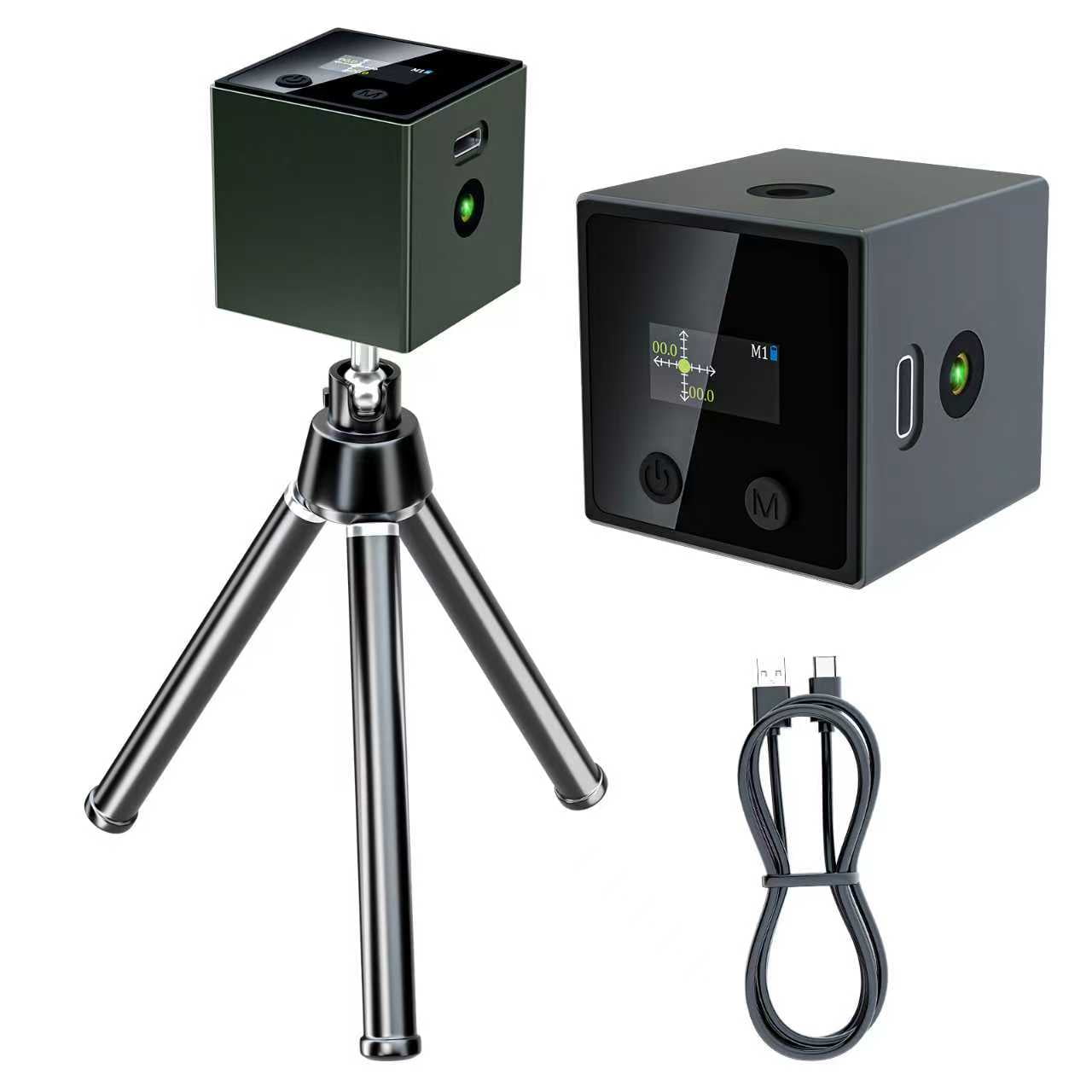 JDMEOPD Cube Laser Level with Tripod, 5 Modes, 3500 Inch Range, Magnetic Sides, IP54 Water & Dust Resistant, USB-C Rechargeable Line Level for Wall Layout & Home Improvement(Dark green)