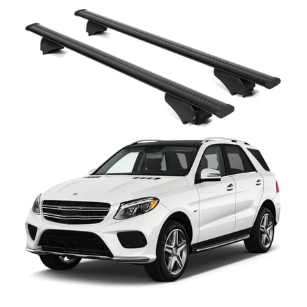 ERKUL Roof Rack Cross Bars for Mercedes Benz GLE (W166) 2015-2019 | Aluminum Crossbars with Anti Theft Lock for Rooftop | Compatible with Raised Rails - Black