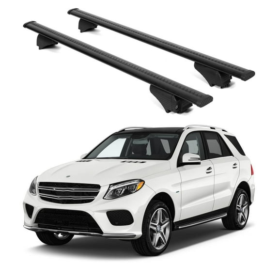ERKUL Roof Rack Cross Bars for Mercedes Benz GLE (W166) 2015-2019 | Aluminum Crossbars with Anti Theft Lock for Rooftop | Compatible with Raised Rails - Black