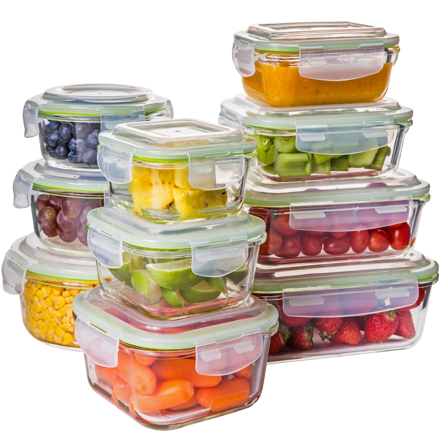 Zenware 20 Piece Microwave Safe Glass Food Storage Container Set (10
