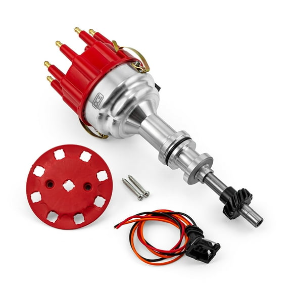 Speedmaster PCE376.1222.01 Compatible with Ford 351c Cleveland 460 8020 Series Pro Billet Ready to Run Distributor [Red]
