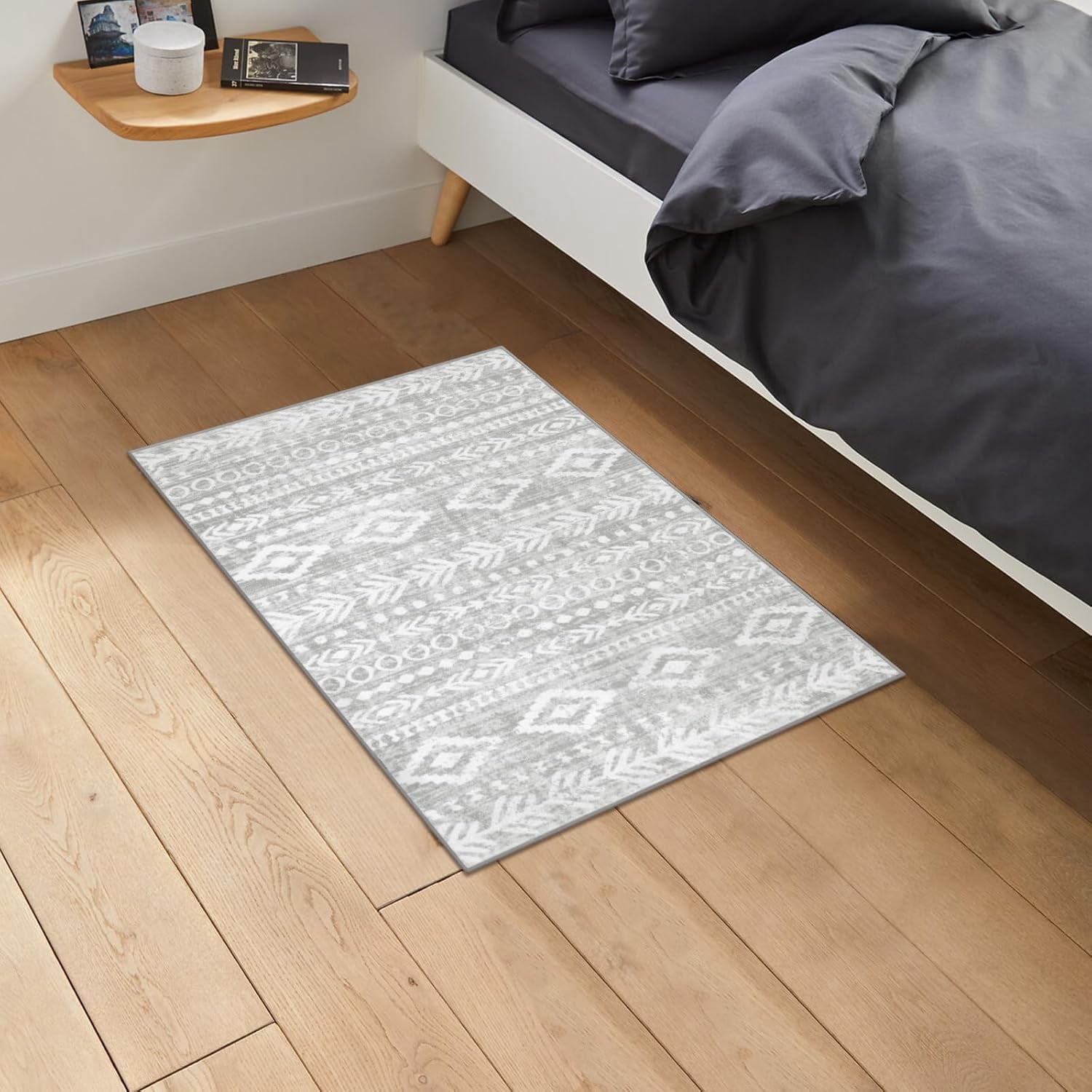 Moynesa 2'x3' Moroccan Entryway Rug,Gray Boho Rugs for Entryway Non-Slip Washable Small Area Rug,Farmhouse Soft Geometric Kitchen Rug Low-Pile Indoor Door Mat Throw Rugs for Entrance Front Door