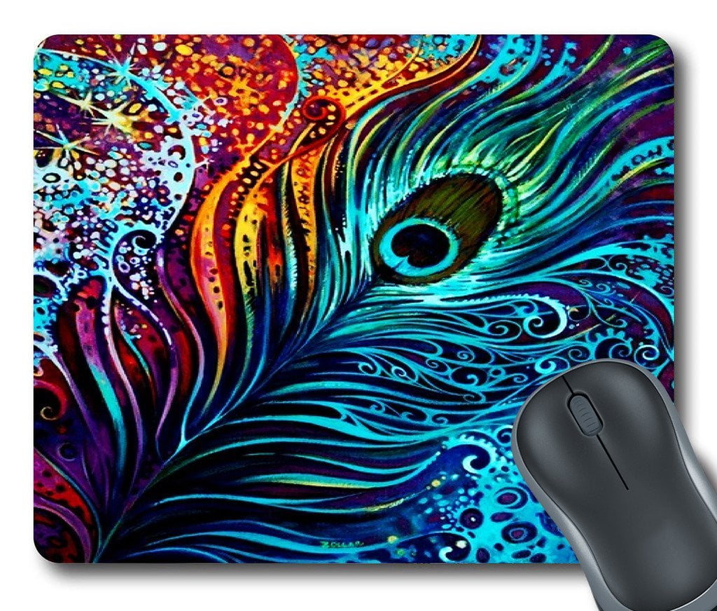 GCKG Colorful Peacock Design Mouse Pad Personalized Unique Rectangle ...