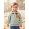 thumbnail image 3 of Toddler Baby Boy Girl Halloween Sweatshirt Pumpkin Embroidery Quarter Zip Collar Long Sleeve Shirt Tops Fall Winter Clothes 1-5T, 3 of 9