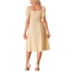 thumbnail image 3 of Vestido Floral de Verano Inspire Chic para Mujer, con Mangas Abullonadas, Cuello Cuadrado, Midi y Con Fruncido, Talla XL, Beige y Rosa, 3 of 5