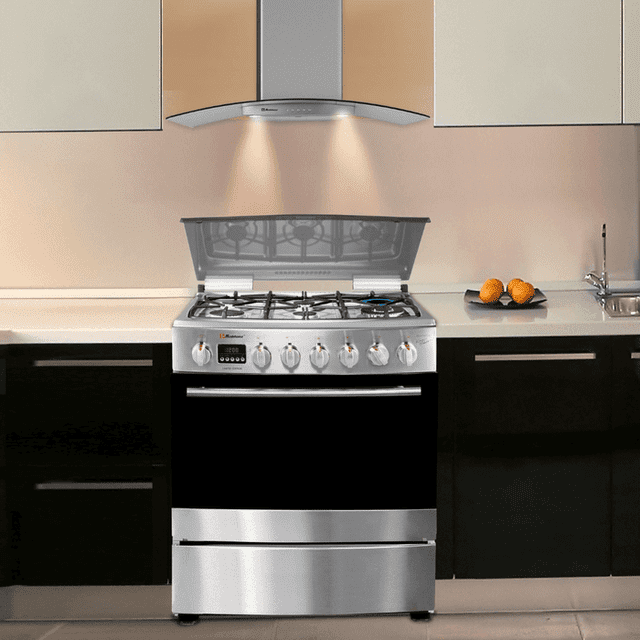 Estufa de Piso Koblenz Palermo 76cm de 6 Quemadores con Capelo, Plata, EKE-506