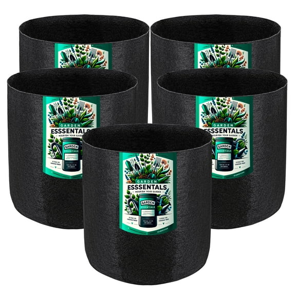 Dstone Multi-Pack Grow Bags: Eco-Friendly, Durable, Lightweight for Better Plant Growth and Drainage (5, 2 Gallon)