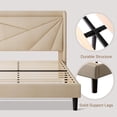 thumbnail image 2 of Einhomn Full Size Bed Frame with Charging Station ,Upholstered Platform Bed Frame with Storage Wingback Headboard, Metal Support No Noise No Box Spring Needed, Beige, 2 of 6