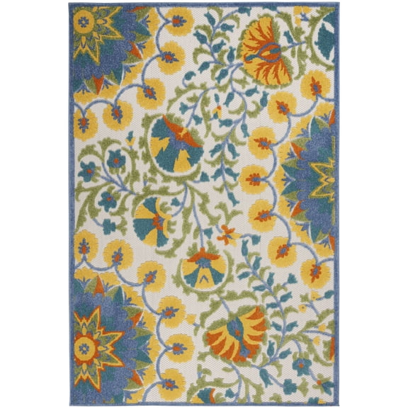 Nourison Aloha Bold Floral Flatweave High-Low Indoor Outdoor Area Rug Multicolor 6' x 9'