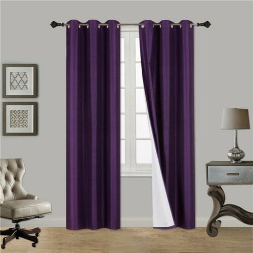 1P PANEL WINDOW SILVER GROMMET CURTAIN FOAM LINED INSULATE BLACKOUT SOLID LILAC 