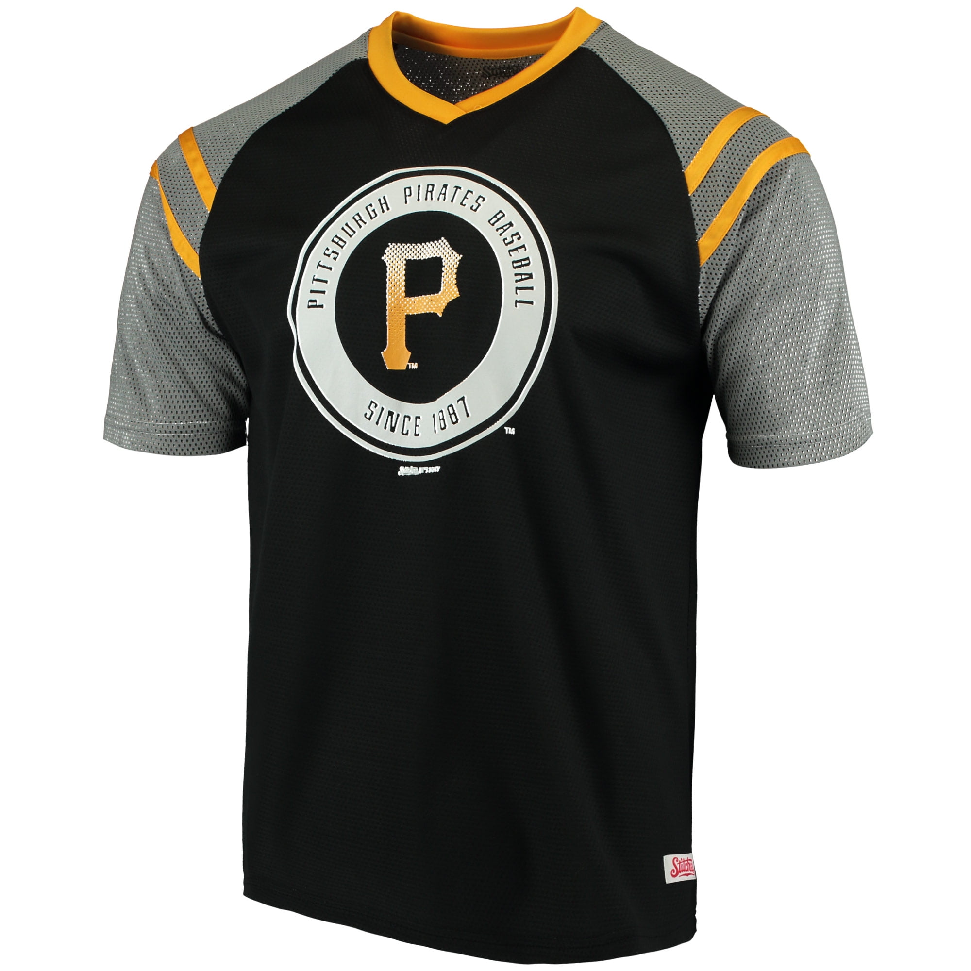 Pittsburgh Pirates Stitches V-Neck Mesh Jersey T-Shirt - Black/Gold - Walmart.com - Walmart.com