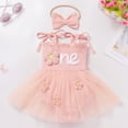 thumbnail image 5 of IBTOM CASTLE Newborn Baby Girl 1st Birthday Outfit Lace Tulle Bodysuit with Floral Headband Cake Smash Photo Props 6-12 Months Pink - Flower, 5 of 7