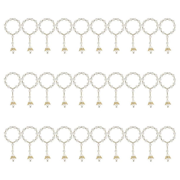 30 piezas de rosarios de acrílico para bautismo, mini rosarios con ángel para la Primera Comunión o como recuerdo de bautismo.