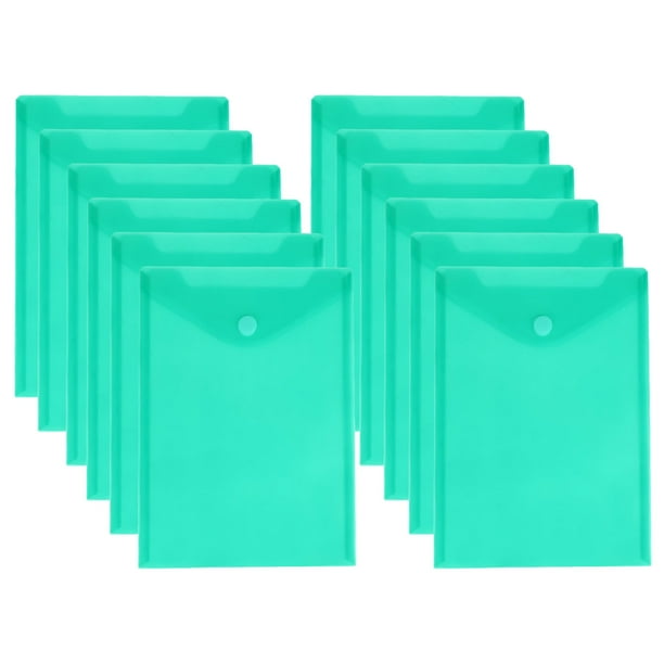 Bolsa de archivo adhesiva vertical Desiderio de 12 piezas, material de oficina, bolsa de archivo adhesiva, bolsa de información de plástico transparente de color simple, verde