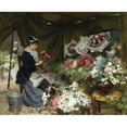 thumbnail image 2 of Victor Gabriel Gilbert 24x20 Gold Ornate Framed and Double Matted Museum Art Print Titled - A Flower Seller Making Her Bouquets, 2 of 4