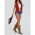thumbnail image 7 of Women 70s Hippie Fringe Waistcoat Vest Sleeveless Cowgirl Tassel Rhinestone Vest Faux Suede Western Jacket Cardigan, 7 of 7