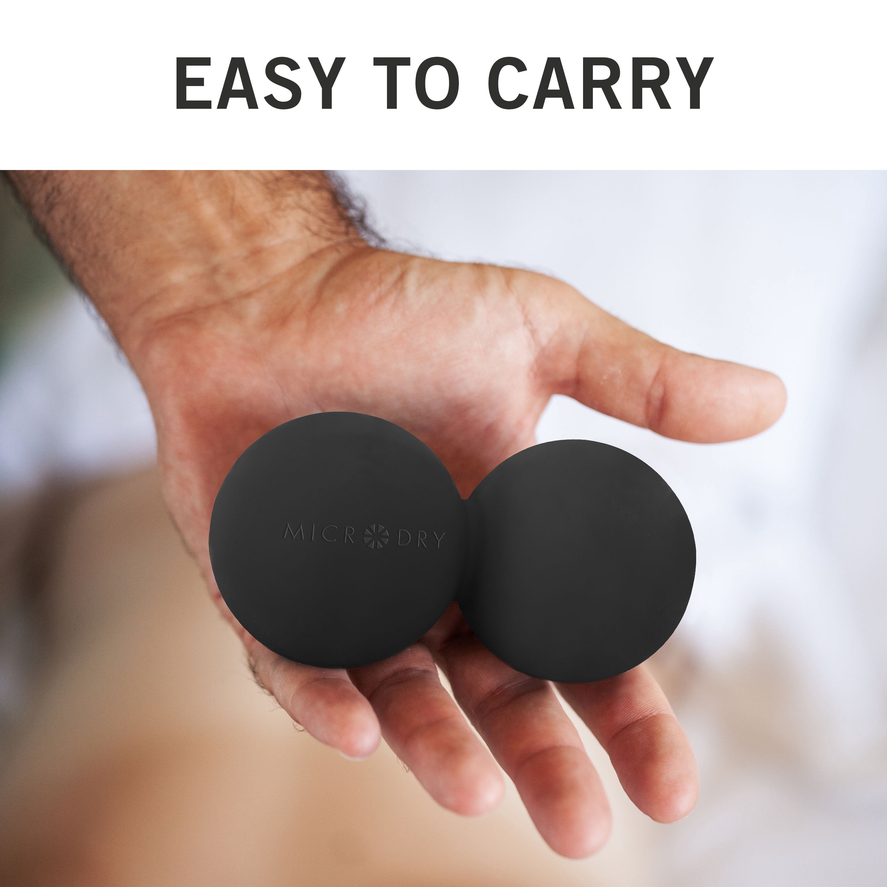 Microdry Dual-Ball Massage Roller for Deep Tissue Relief, Black