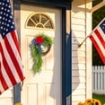 thumbnail image 5 of Patriotic Wreath for Front Door Red White Blue, Round Polyester Artificial Flower Decoration for 4th of July Memorial Day American Flag Summer, Farmhouse Porch Wall Decor, 5 of 7