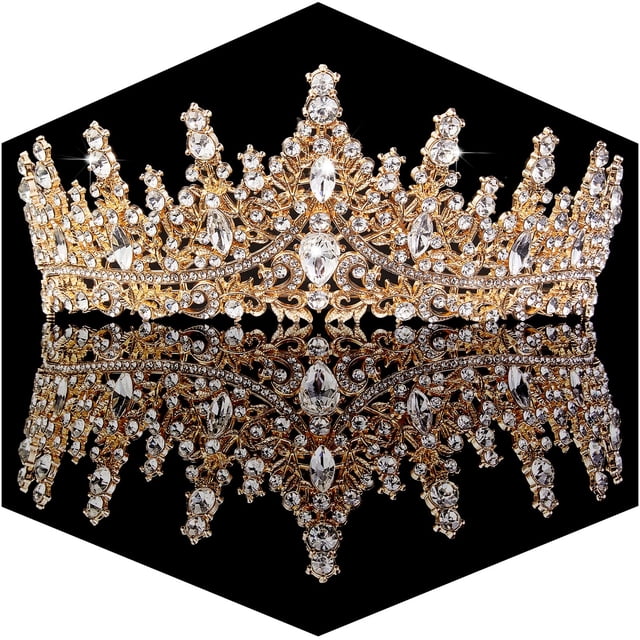 Tiaras de cristal para mujer Crown Fesciory Gold con diamantes de imitación