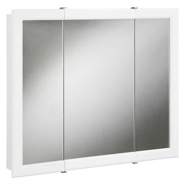 30 Inch Concord Bathroom Medicine Cabinet, Surface Mounted, 3 Mirrored Doors, White – Design House, 531434-WHT