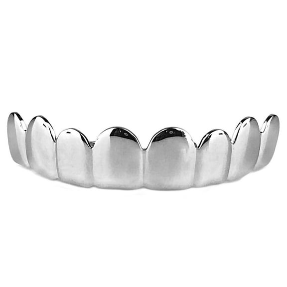 Real Solid 925 Sterling Silver Grillz 8 Top Teeth Premade Eight Tooth Grills