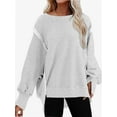 thumbnail image 2 of Women Oversized Sweatshirts Crewneck Side Slit Pullover Long Sleeve Casual Tops, 2 of 6