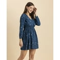 thumbnail image 3 of Moomaya Women Printed Viscose Dress, Long Sleeves V-neck Short Length Summer Dress, 3 of 8
